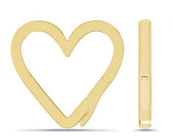 Dije de corazón de oro amarillo de 14 quilates para collares, soporte de dijes de oro auténtico, clip para dijes, cierre de cadena con clip de papel de eslabones.