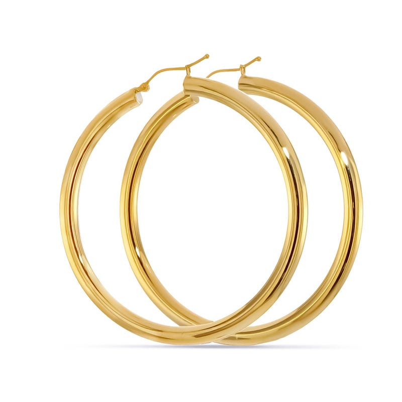 thumbnail image 2 of Big Gold Hoop Earrings – Extra Large Wide Gold Tone, Leverback, Lightweight 2 of 6