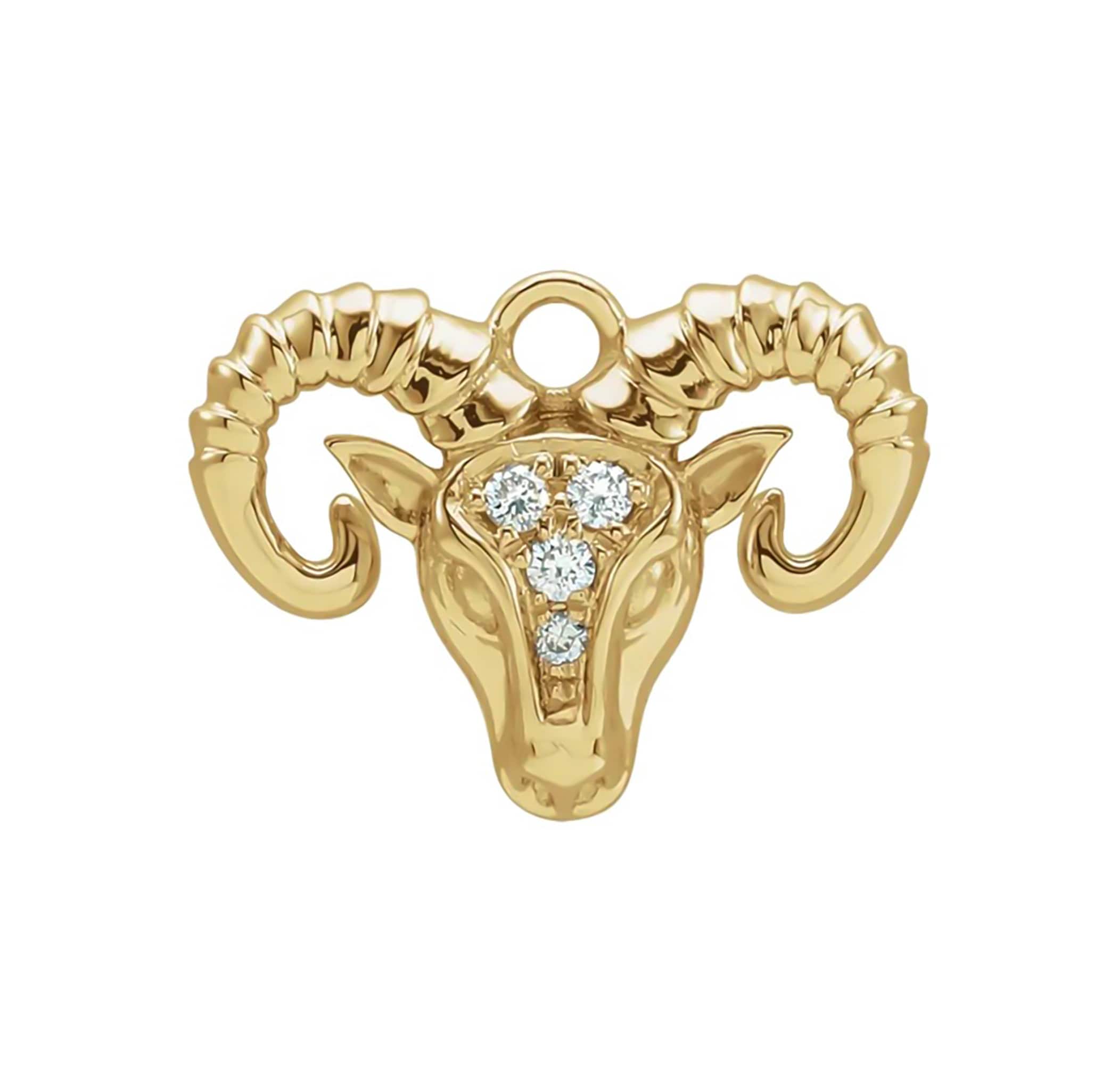 Diamond Aries Dangle Solid 14k Gold Aries Zodiac Pendant Etsy