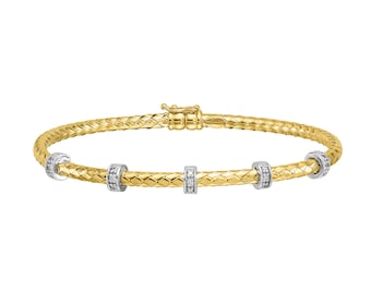 Diamond Bracelet 18K Solid Gold Woven Diamond Bangle Bracelet | Luxury Bracelet | Statement Bracelet | Stackable Bracelet For Women
