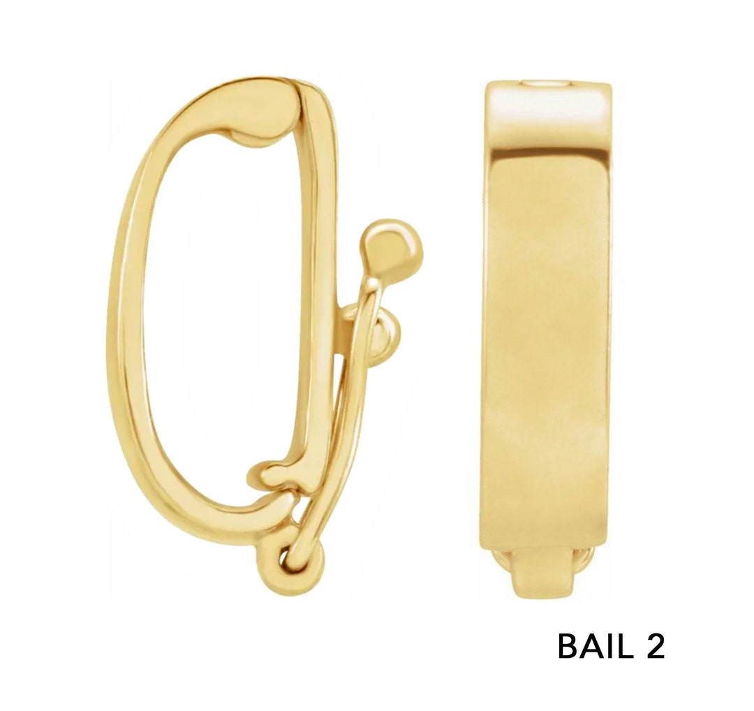 14K Gold Charm Enhancer Lock Charm Connector Hinged Bail Real Gold