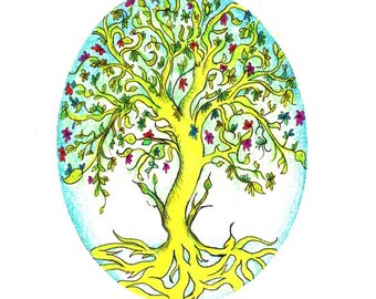 Tree of Life art print of an original drawing available 5x7" or 8x10"