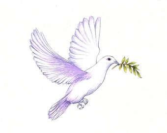 Peace Dove Print: digital print of a drawing available 5x7" or 8x10"