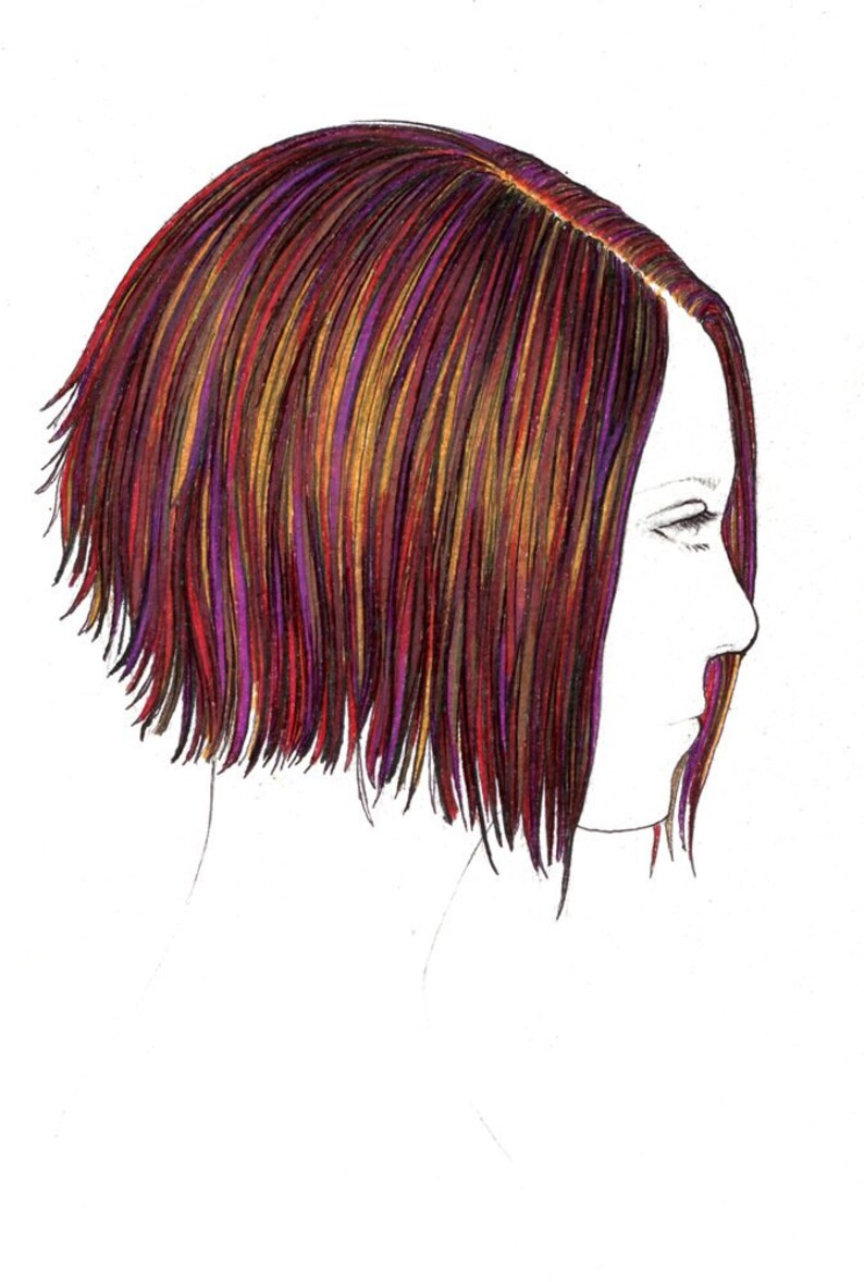 Girls Hairdo Print Digital Print Of An Original Drawing Available 5x7 Or 8x10