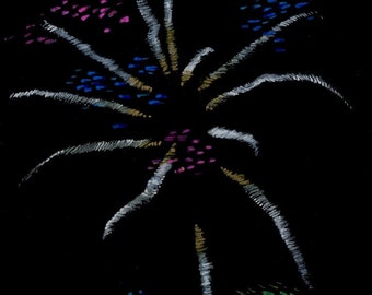 Fireworks art print of an original drawing available 5x7" or 8x10"