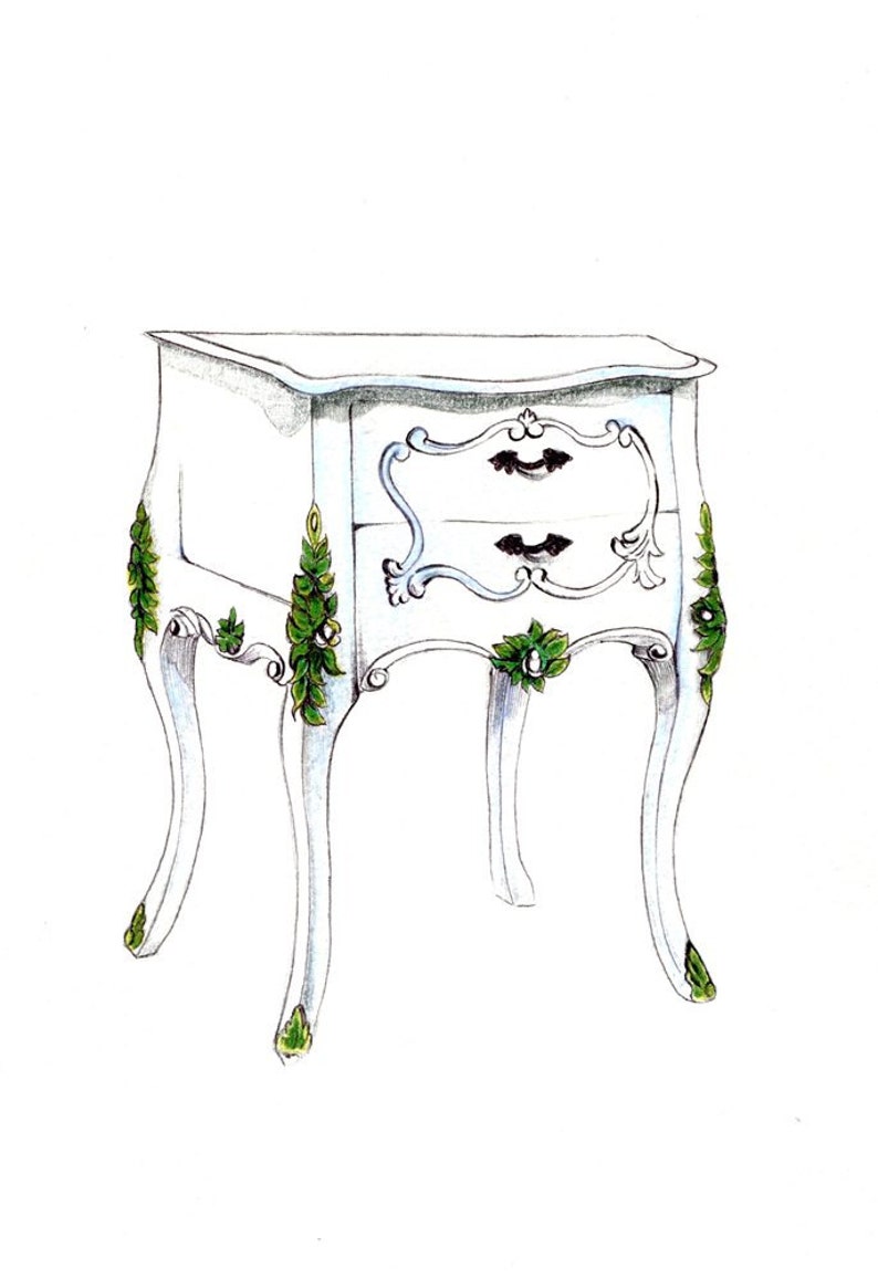 Fancy Table Art Print of an Original Drawing Available 5x7 or 8x10 Etsy