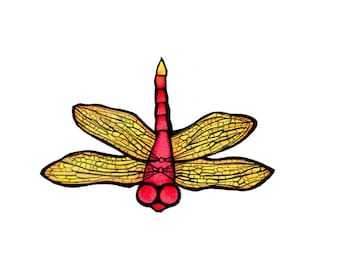 Dragonfly on my lamp Print:  Digital print of an original drawing available 5x7" or 8x10"