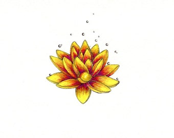 Lotus Flower art print of an original drawing available 5x7" or 8x10"
