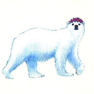 Polar Bear Print: Digital print of an original drawing available 5x7" or 8x10"