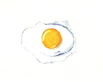 Fried Egg art print of an original drawing available 5x7" or 8x10"