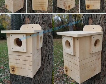 Set of Two Squirrel Nest Boxes, Squirrel Houses, Two Entrances, Wildlife Rehab Approved, Spring Squirrel Nest Boxes