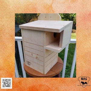 Wildlife Rehab Approved Squirrel Nesting Box: FSC Pine, Predator Guard