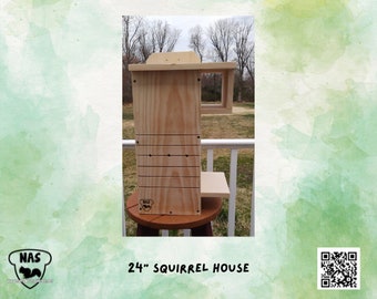 Large Squirrel Nest Box,Gray Squirrel House, Wildlife Rehab Approved, Fox Squirrel House, Squirrel Shelter, Squirrel Box for Spring Babies