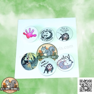 Funny Opossum Buttons: Sarcastic Animal Pins, Wildlife Rehab Gift