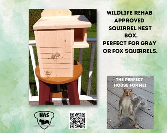 Set of Two Squirrel Nesting Boxes,Wildlife Rehab Approved, Squirrel House for Spring Babies