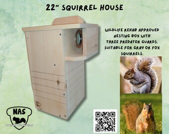 Squirrel Nesting Box, Wildlife Rehab Approved, Squirrel House, Squirrel House for Winter
