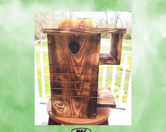 Squirrel House w/ Acorn Window, Gray Squirrel Nest Box,Fox Squirrel Nest Box w/ Scorched Finish, Wildlife Rehab Approved