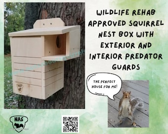 Squirrel Nesting Box,Wildlife Rehab Approved Squirrel Nest Box, Gray Squirrel Nest Box, Fox Squirrel Nest Box