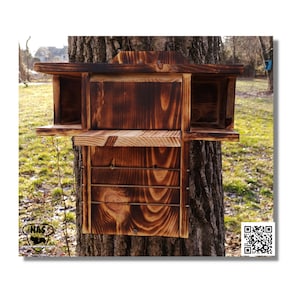 Wildlife Rehab Approved FSC Pine Squirrel House-Dual Entrance, Predator-Safe