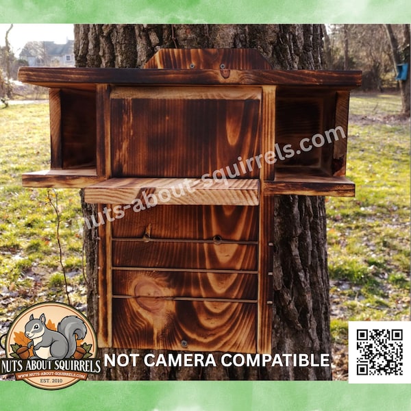 Wildlife Rehab Approved FSC Pine Squirrel House-Dual Entrance, Predator-Safe
