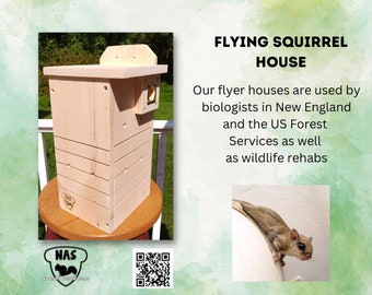 Flying Squirrel House, Northern Flying Squirrel House, Southern Flying Squirrel House,Wildlife Rehab Approved, Flying Squirrel Nesting Box