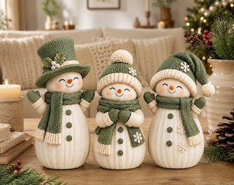 Christmas Snowman Trio 3D Print Files, Knitted Hats, Scarves (Digital Download)