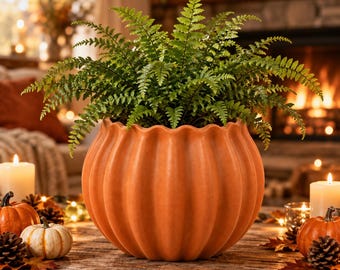 Ribbed Pumpkin Planter STL File, 3D Printable Decorative Pot (Digital Download) Instant Download