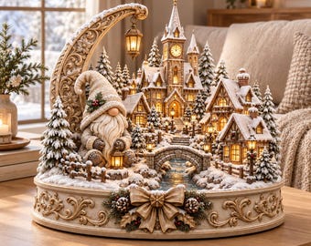 Christmas Winter Village Diorama STL | Snowy Cottages, Clock Tower (Digital Download)