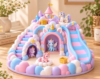 Unicorn Sensory Playset STL | Magical Cloud Play World | Unicorn Small World Play | 3D Kids toy |  Commercial License | INSTANT DOWNLOAD