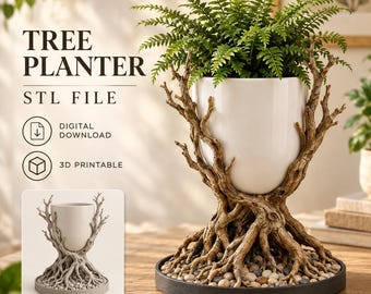Root Planter STL File| Wood Plant Stand Holder| Branching succulent Pot| Digital Downloads