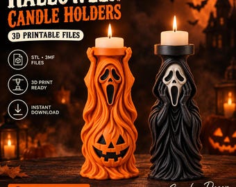 Halloween Ghost Pumpkin Candle Holders, 3D Printable Files (STL, 3MF) Instant Download