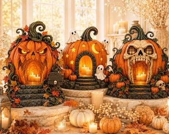 Halloween Pumpkin STL, 3D Printable Files, Tealight Holder, Digital Download Instant Download