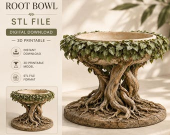 Rustic Tree Stump Planter STL | 3D Printable Root Base, Wood Grain Succulent Pot