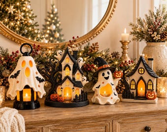 Spooky Halloween Ghost & Haunted House Candle Holders (STL Bundle)