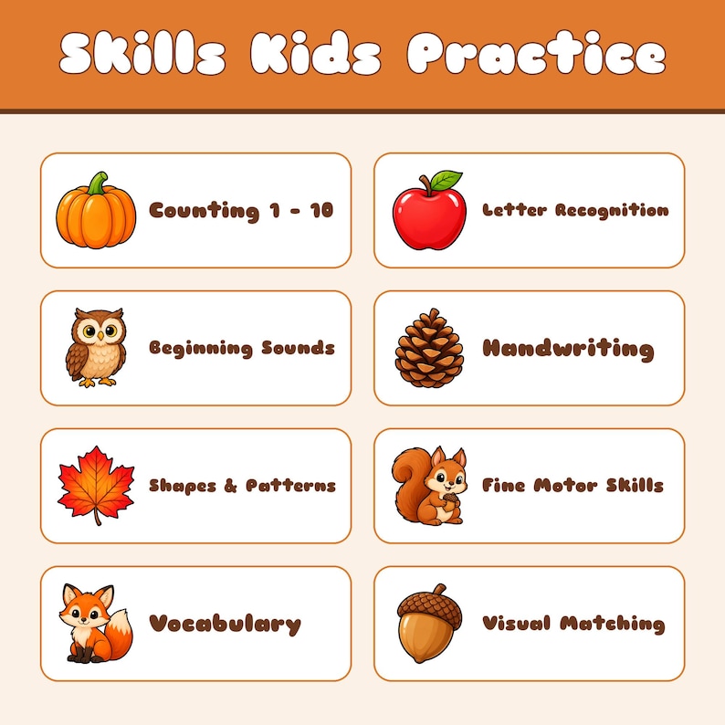 Fall Activity Pack Printable, 22 Autumn Worksheets for Preschool, Pre K ...