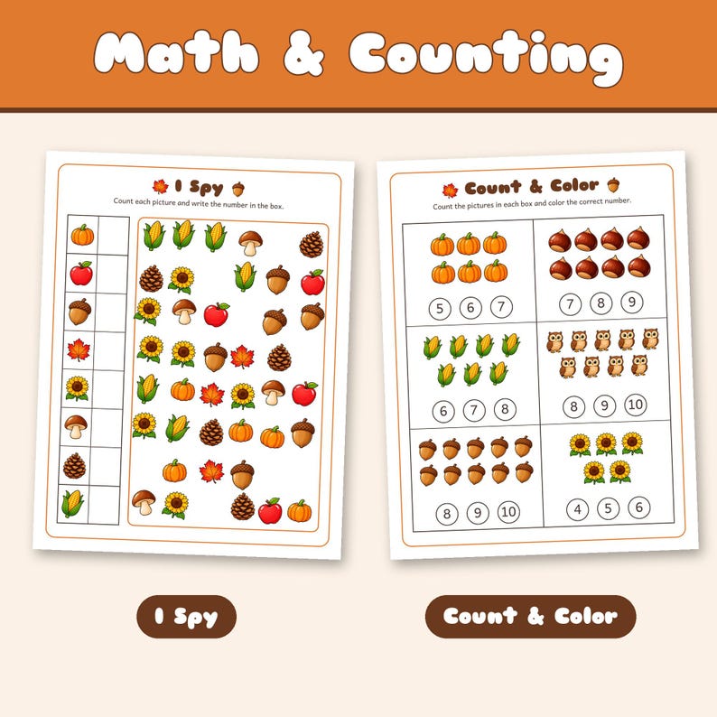 Fall Activity Pack Printable, 22 Autumn Worksheets for Preschool, Pre K ...