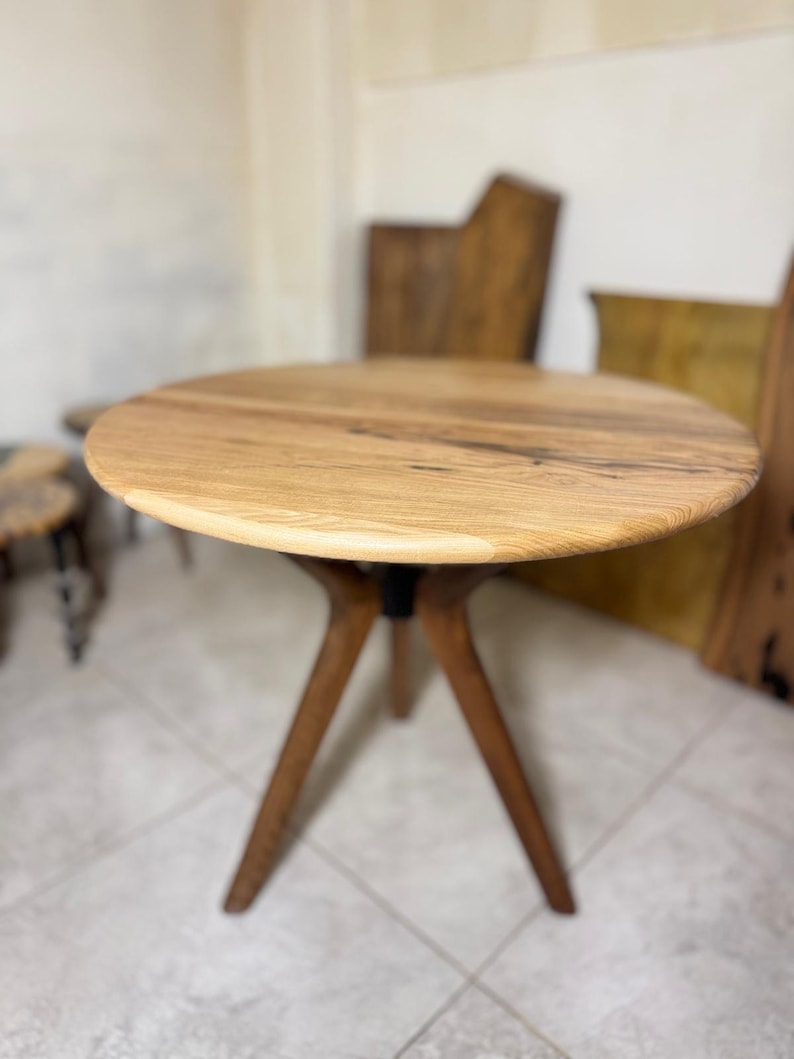 Chestnut Round Wooden Dining Table – Minimalist Design - Etsy