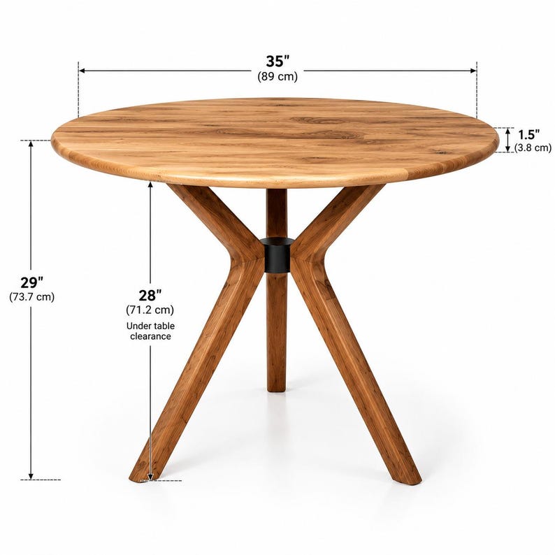 Chestnut Round Wooden Dining Table – Minimalist Design - Etsy