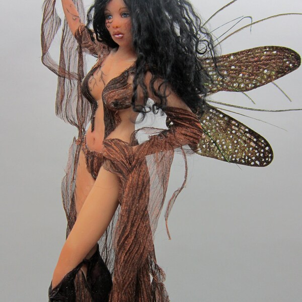 ooak fairy art doll sculpture goth Keeper of the Zodiac sign fae faeries art Nouveau