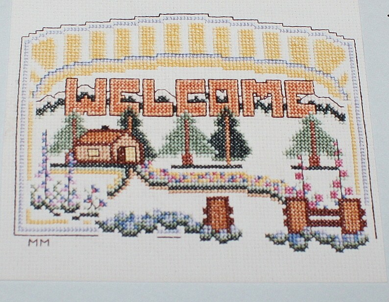 Welcome Cross Stitch Pattern Chart Meredith Mark 1987 Home Trees Free Usa Shipping Patterns Sewing Needlecraft Aloli Ru