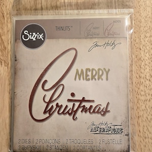Sizzix Tim Holtz Alterations Retro Merry Christmas Thinlits Retired 662420