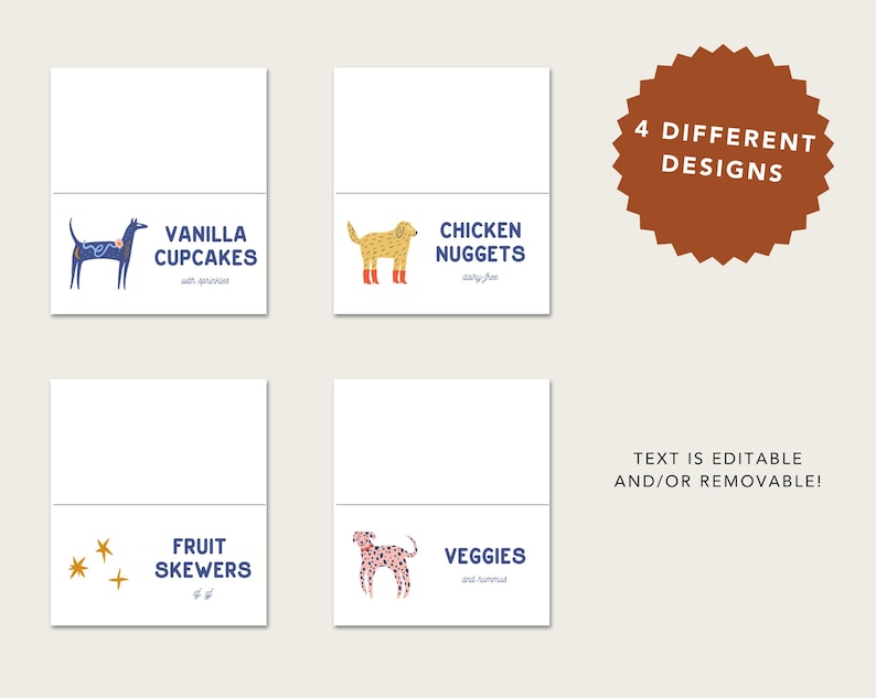 Dog Birthday Food Tents, Puppy Pawty Buffet Tents, Dog Theme Birthday