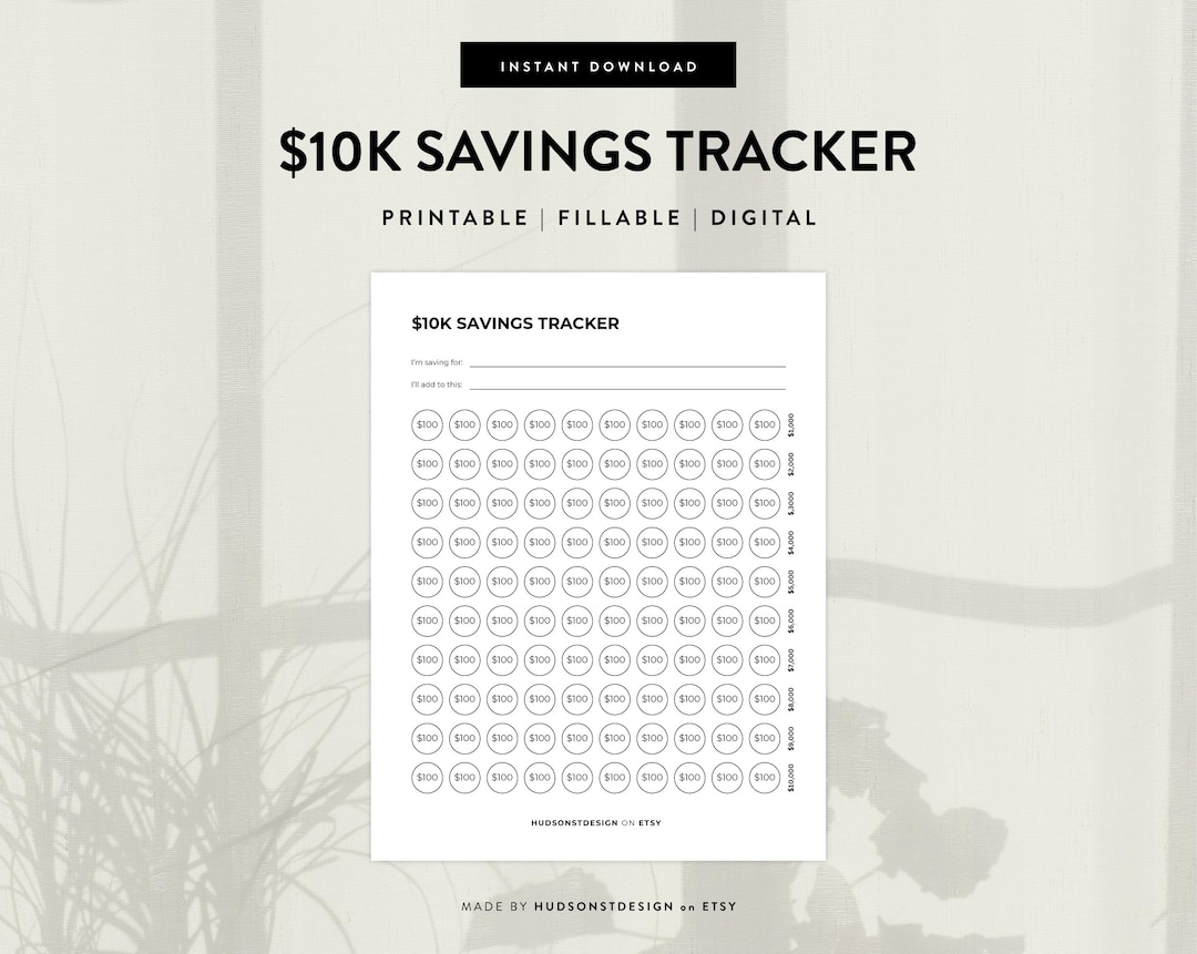 10K Savings Tracker Printable, Emergency Fund Tracker, Rainy Day Fund ...