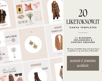LTK Canva Template Minimalist, 20 liketoknowit Template, Canva Social ...