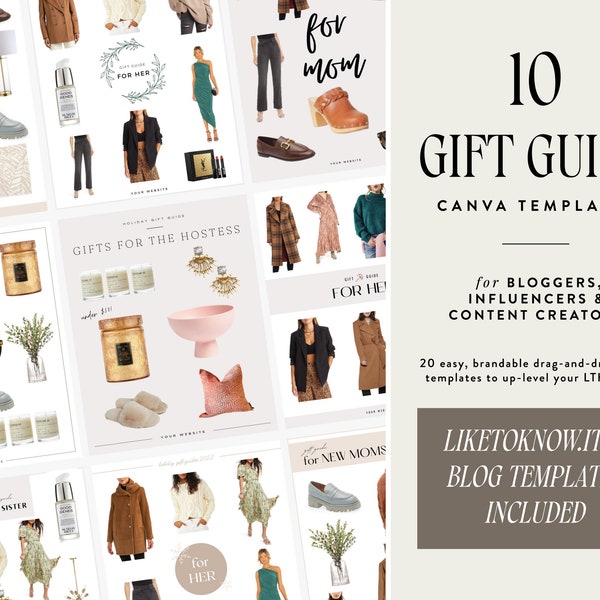 Gift Guide Templates for Canva for LTK and Bloggers, Liketoknowit Canva Template for Influencer, Canva Social Media Template for Bloggers