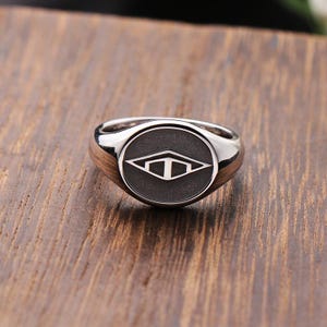 14K Gold Geometric Signet Ring | Classic Marriage Vow Commitment Band