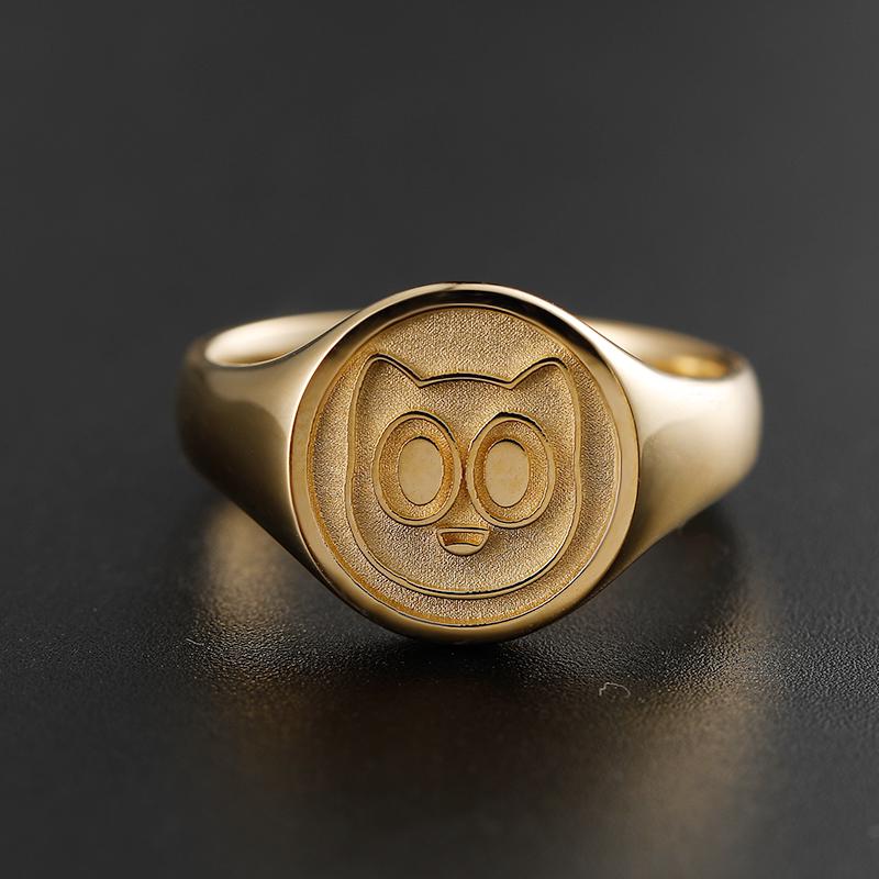 Platinum 950 Owl Signet Ring, Wisdom Symbol Jewelry, Ancient Greek Myth Inspired