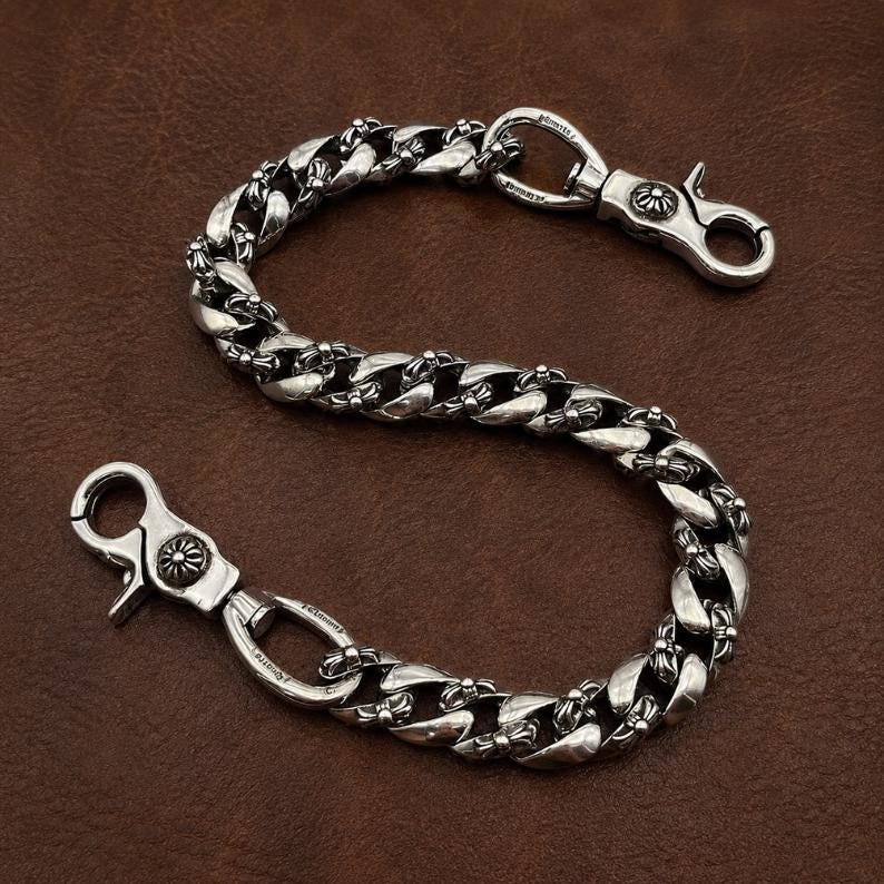 Vintage Style Silver Biker Chain - Etsy