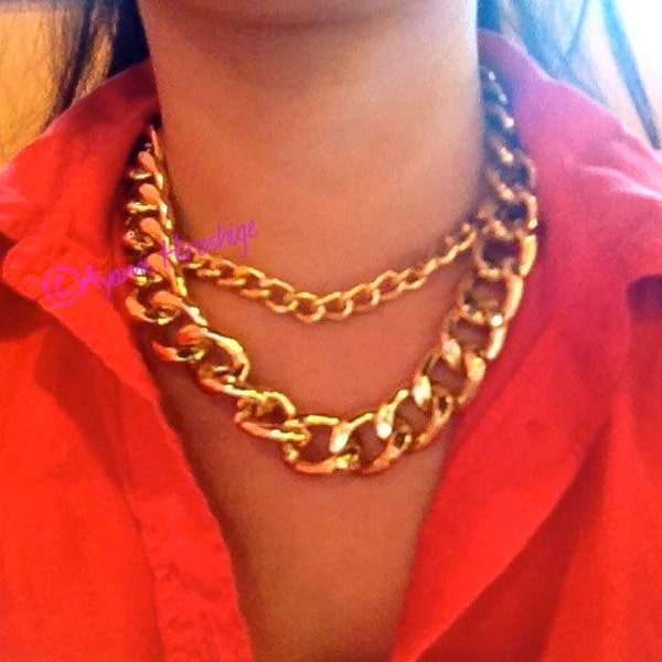 Hulai (Shiney) Gold Chunky Chain Necklace