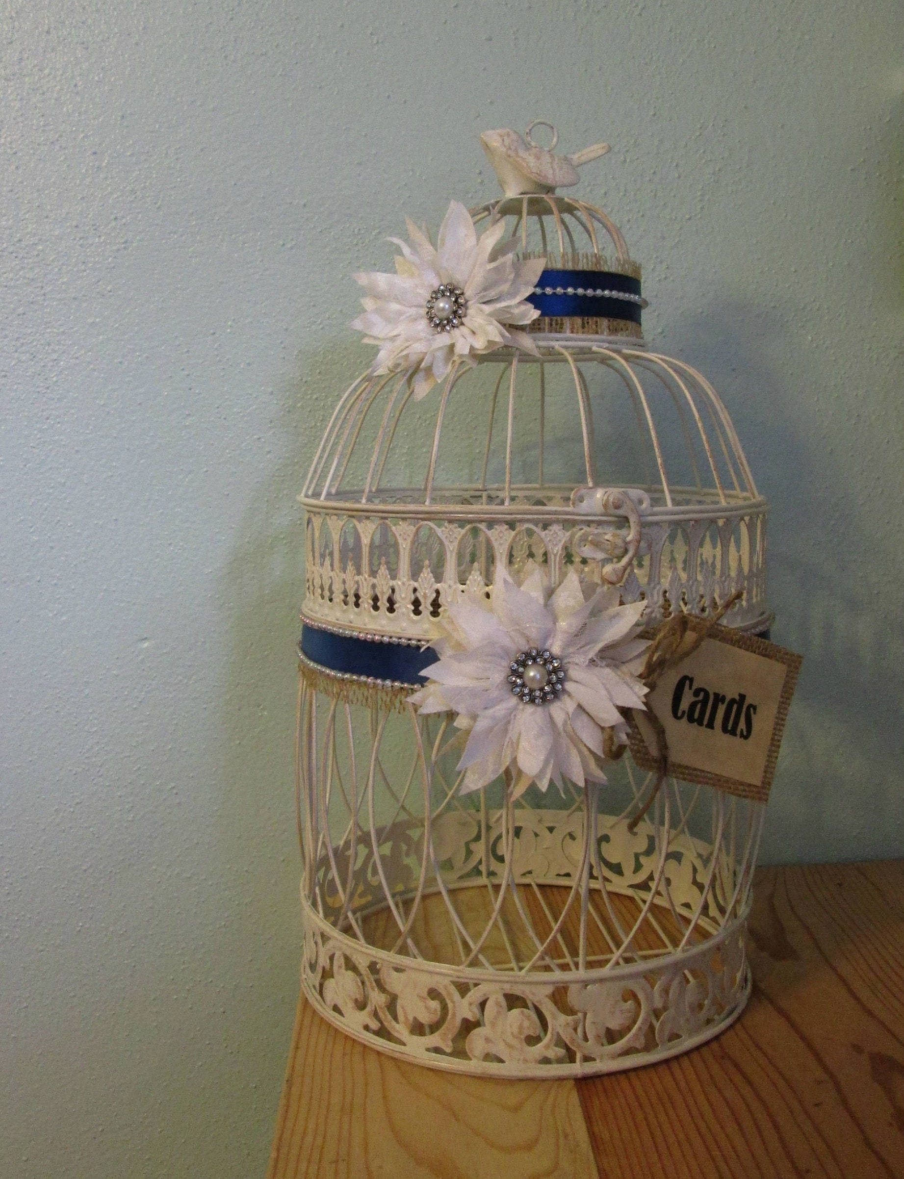 Wedding Card Holder Wedding Bird Cage Card Box Navy Card Etsy